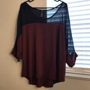 Navy and maroon top